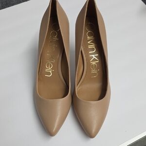Calvin Klein Beige Kamara Leather High Heels New